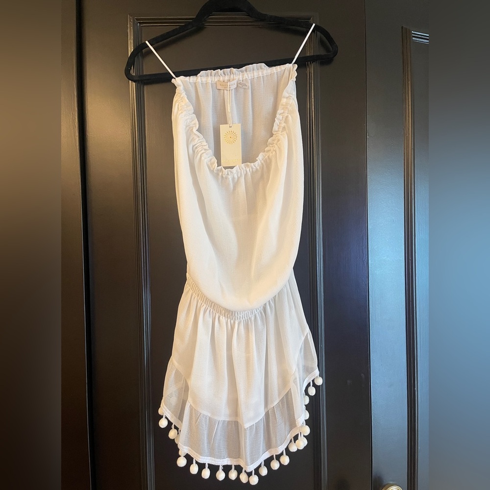 Ramy Brook White Stapless Mini  Dress with Tassles 
Size L